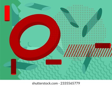 Diseño de ilustración de fondo gráfico rojo y turquesa. Vector con fondo de formas geométricas de color.