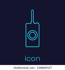 Turquoise Remote control line icon isolated on blue background. Vector Illustration