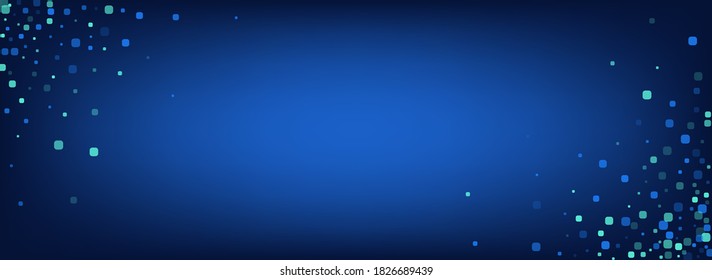 Turquoise Rhombus Celebration Panoramic Vector Blue Background. Independence Square Postcard. Carnaval Cell Card. Blue Invitation Wallpaper.