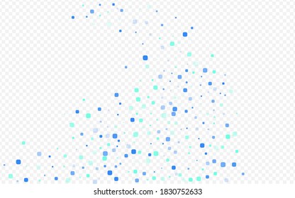 Turquoise Rhombus Falling Vector Transparent Background. Independence Particle Backdrop. Decoration Square Invitation. Blue Flying Design.
