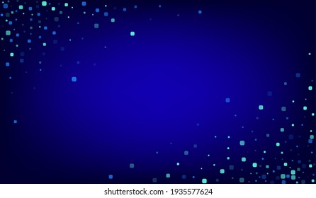 Turquoise Rhombus Top Blue Vector Background. Flying Cell Texture. Abstract Confetti Design. Blue Effect Card.