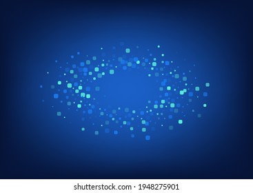 Turquoise Rhombus Top Blue Vector Background. Flying Confetti Banner. Abstract Particle Card. Blue Falling Invitation.