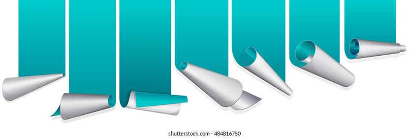 Turquoise ribbon with curled up edge.