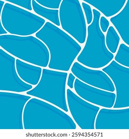 Turquoise rippled water texture background. Sea waves abstract background. Modern flat cartoon background design with tranquil turquoise ripples. Summer vacation backdrop