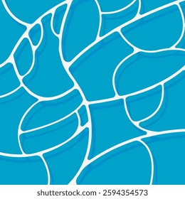 Turquoise rippled water texture background. Sea waves abstract background. Modern flat cartoon background design with tranquil turquoise ripples. Summer vacation backdrop