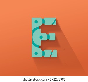 Turquoise Robot Concept Vector Capital E Letter for Your Futuristic Message