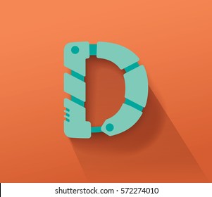 Turquoise Robot Concept Vector Capital D Letter for Your Futuristic Message