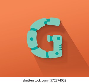 Turquoise Robot Concept Vector Capital G Letter for Your Futuristic Message