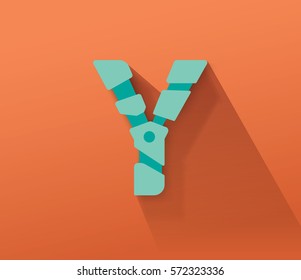 Turquoise Robot Concept Vector Capital Y Letter for Your Futuristic Message