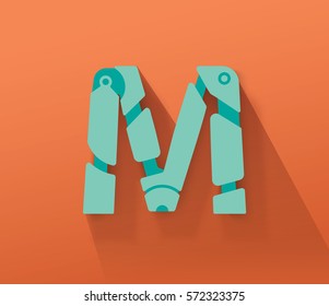 Turquoise Robot Concept Vector Capital M Letter for Your Futuristic Message