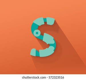 Turquoise Robot Concept Vector Capital S Letter for Your Futuristic Message