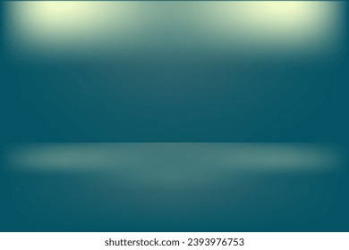 Turquoise room background. Abstract 3d empty horizontal studio. Lighting floor empty gradient scene for product. Skyline mockup. Vector illustration