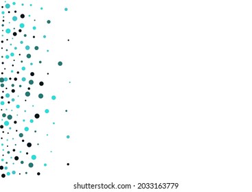 Turquoise Round Abstract Vector  White Background. Transparent Circle Pattern. Vector Splash Postcard. Blue Confetti Festival Wallpaper.