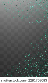 Vector del aniversario de la ronda turquesa de fondo transparente. Patrón De Lluvia Caída. Fondo del efecto Esparkle Verde. Textura brillante de Polka.