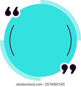 Turquoise round quote box with quotation marks inviting to write inspiring and motivational text, ideal for social media posts, websites, and marketing materials