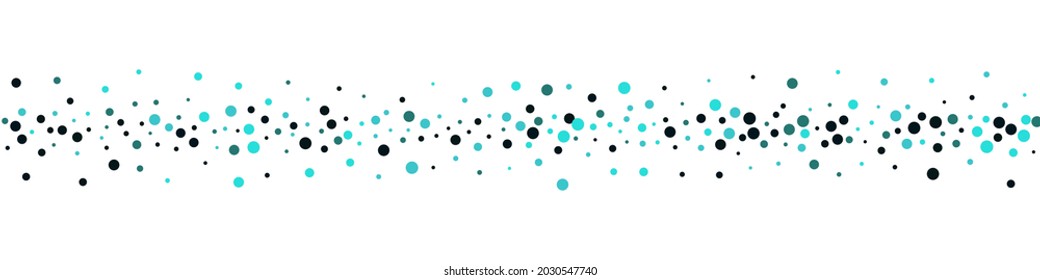 Turquoise Round Transparent Vector Panoramic White Background. Invitation Polka Texture. Carnival Dust Pattern. Blue Shine FallingFestive Backdrop.