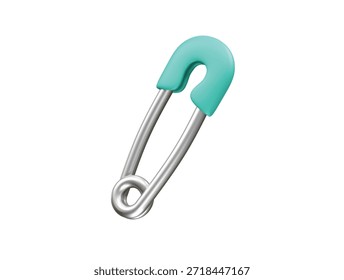 Turquesa Pin de seguridad Ilustración de icono de renderizado 3D 3d