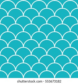 Turquoise scales seamless vector pattern