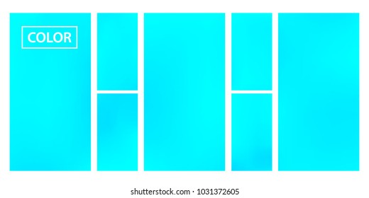 Turquoise screen gradient set with modern abstract backgrounds. Colorful fluid cover for poster, banner, flyer and presentation. Template with screen gradient set for screens and mobile app. 