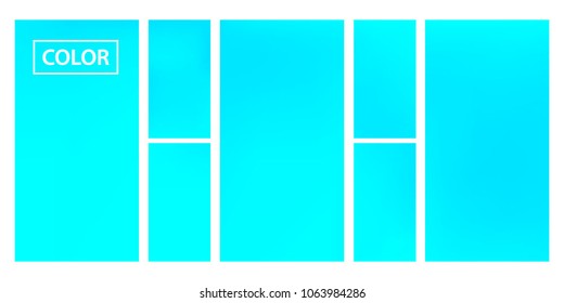 Turquoise screen gradient set with modern abstract backgrounds. Colorful fluid cover for poster, banner, flyer and presentation. Template with screen gradient set for screens and mobile app. 