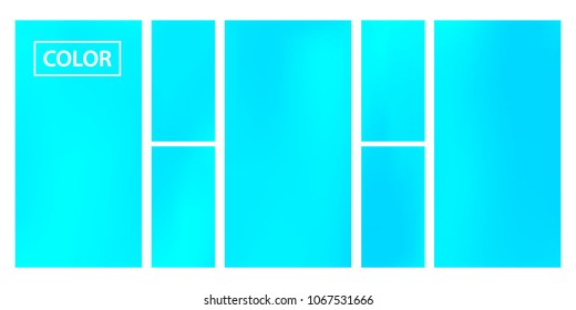 Turquoise screen gradient set with modern abstract backgrounds. Colorful fluid cover for poster, banner, flyer and presentation. Template with screen gradient set for screens and mobile app. 