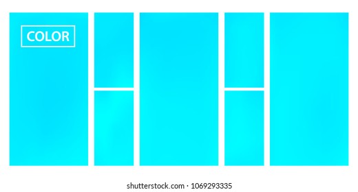 Turquoise screen gradient set with modern abstract backgrounds. Colorful fluid cover for poster, banner, flyer and presentation. Template with screen gradient set for screens and mobile app. 