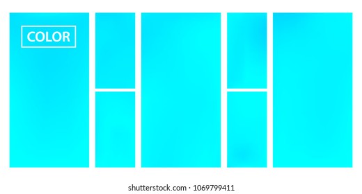 Turquoise screen gradient set with modern abstract backgrounds. Colorful fluid cover for poster, banner, flyer and presentation. Template with screen gradient set for screens and mobile app. 