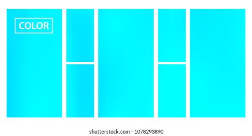 Turquoise screen gradient set with modern abstract backgrounds. Colorful fluid cover for poster, banner, flyer and presentation. Template with screen gradient set for screens and mobile app. 