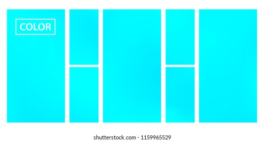 Turquoise screen gradient set with modern abstract backgrounds. Colorful fluid cover for poster, banner, flyer and presentation. Template with screen gradient set for screens and mobile app.