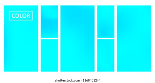 Turquoise screen gradient set with modern abstract backgrounds. Colorful fluid cover for poster, banner, flyer and presentation. Template with screen gradient set for screens and mobile app.