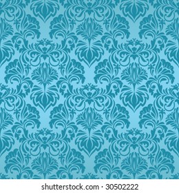 Seamless Wallpaper Turquoise Damask Snímky, stock fotografie a vektory