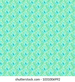 Turquoise seamless ethnic vector floral pattern