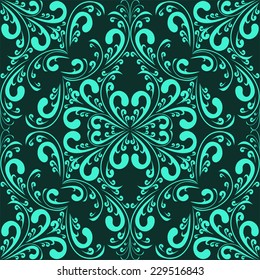 Turquoise seamless floral Pattern 