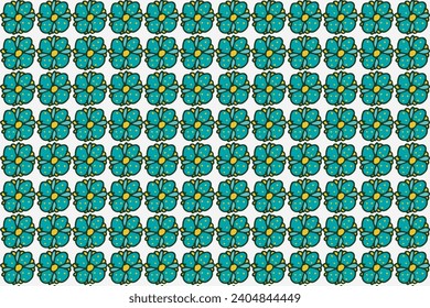 Turquoise seamless floral pattern. Bizarre flowers, Outline drawing. Symbol of spring. Tropical background hand-drawn of paradise flowers.