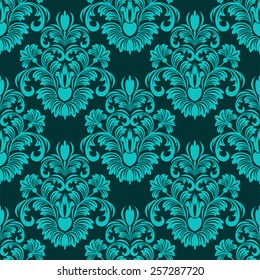 Turquoise seamless floral Pattern for design