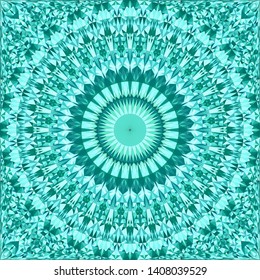 Turquoise seamless kaleidoscope pattern background - abstract tribal vector mandala wallpaper illustration with triangles