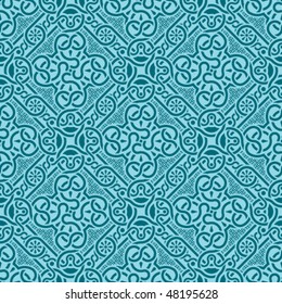 Turquoise seamless ornamental pattern
