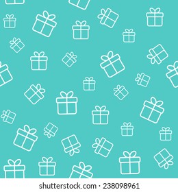 Turquoise seamless pattern with gift boxes