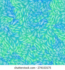 turquoise seamless pattern leaves seaweed