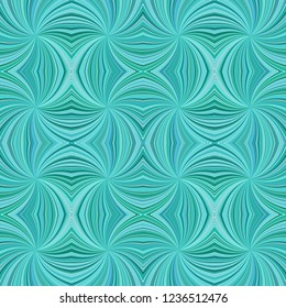 Turquoise seamless psychedelic geometrcial curved stripe pattern background - vector ray design