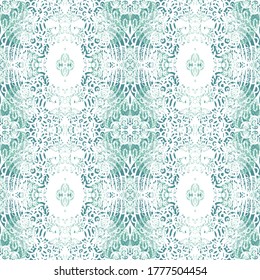 Turquoise seamless vector ornamental pattern