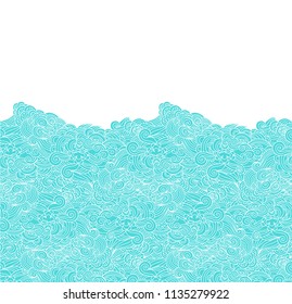 Turquoise seamless woven border pattern on white background