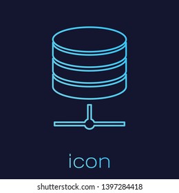 Turquoise Server, Data, Web Hosting line icon isolated on blue background. Vector Illustration