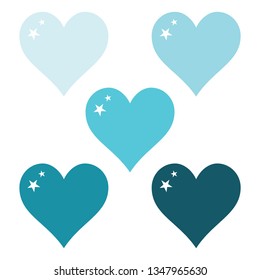 Turquoise set, light blue hearts clip art, vector illustration