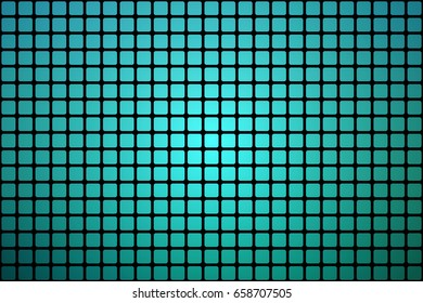 Turquoise shades vector abstract mosaic background with rounded corners square tiles over black
