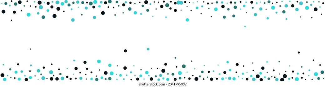 Turquoise Shine Celebration Vector Panoramic White Background. Top Circle Backdrop. Happy Dust Illustration. Blue Splash Christmas Invitation.