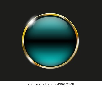 Turquoise Shiny Button Metallic Elements Vector Stock Vector (Royalty ...