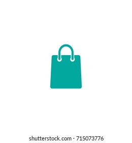 turquoise silhouette of shopping paper bag. flat icon isolated on white.  vector illustration. Stylish package for purchase. simple pictogram