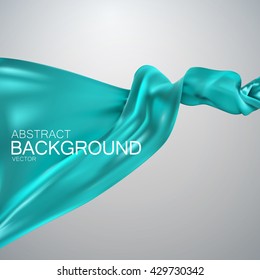 Turquoise silk fabric. Vector illustration with blue satin or silk fabric. Vector turquoise textile. Grand business opening or fashion concept