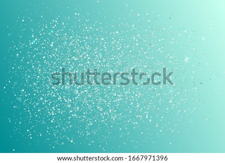 Turquoise silver glitter confetti dots scatter. Sparkling glitter, party tinsels shimmer, holiday lights background design, festive banner. Rich silver metallic teal lights.